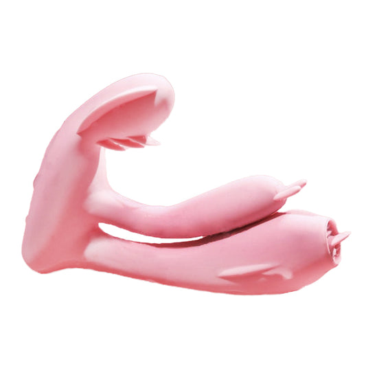 Trosvibrator med klitorisslick och dubbel vaginal penetrering